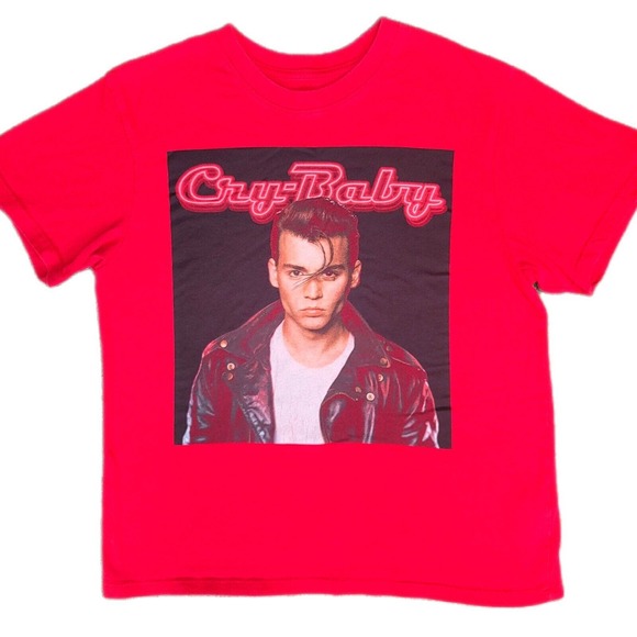 Cry Baby Tops - Cry Baby Shirt Women Medium Red Graphic Jonny Deep Rare Print Movie 80s Promo